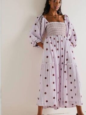 Free People Dahlia Embroidered Maxi Dress